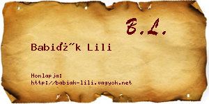 Babiák Lili névjegykártya